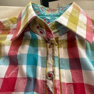 Robert Graham Shirt Men’s Medium ColorfulButton Up Casual Designer Dress Shirt